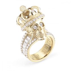   Philipp Plein Női gyűrű nemesacél IP arany koponya korona Totenkopf PJ4AA01R 58 (18.4 mm Ø)