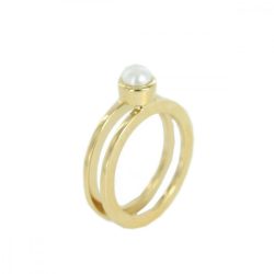   Skagen Női gyűrű dupla Gyöngy arany réz JRSG030, Ringgröße:49 (15.7) SS5