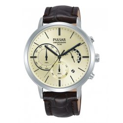 PULSAR férfi barna automata óra karóra PT3991X1
