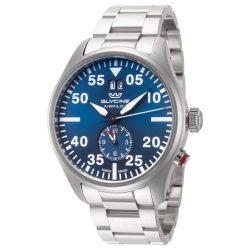 Glycine Airpilot kettős idő férfi óra karóra ezüst