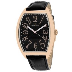   Christian Van Sant férfi Royalty II nemesacél Quartz óra karóra bőr szíj, fekete, 20 (Model: CV0374)