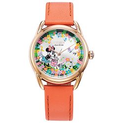   Citizen Eco-Drive Disney női óra karóra, nemesacél bőr szíj, Minnie Mouse, korall narancssárga