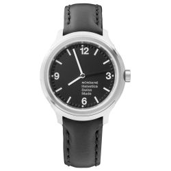   Mondaine Helvetica MH1.B3120.LB férfi és női óra karóra 34mm - csukló óra karóra fekete bőr szíj 30m vízálló zafír köves nemesacél tok