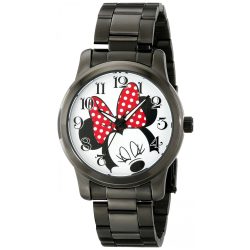   Disney Unisex férfi női W001843 Minnie Mouse analóg kijelző analóg Quartz fekete óra karóra