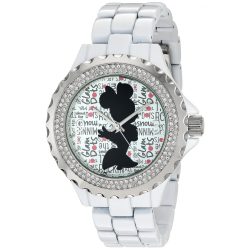   Disney Minnie Mouse női Enévl Spark fehér ötvözet óra karóra, fehér ötvözet Karkötő,W002804
