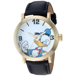   Disney Donald Duck férfi WDS000690 Disney Donald Duck analóg kijelző analóg Quartz fekete óra karóra